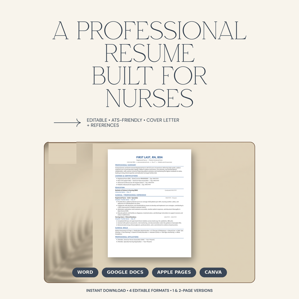 Resume Template Bundle | ATS-Friendly CV | Word, Google Docs, Pages & Canva | Cover Letter + References