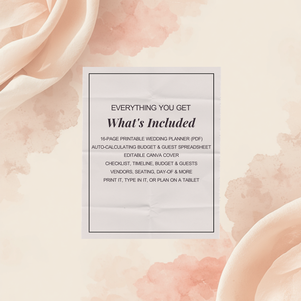 Wedding Planner Template | Printable Planner PDF + Budget & Guest Spreadsheet