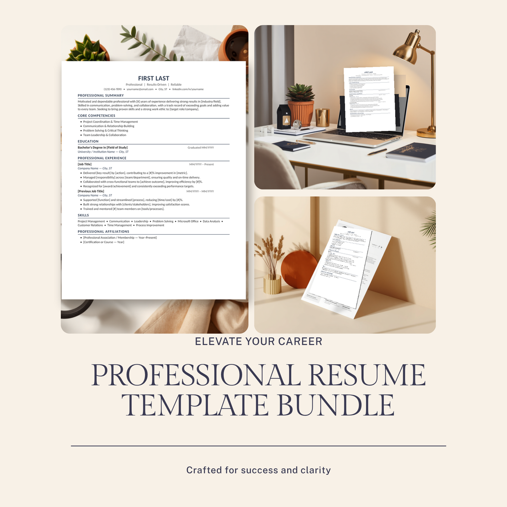 Resume Template Bundle | ATS-Friendly CV | Word, Google Docs, Pages & Canva | Cover Letter + References