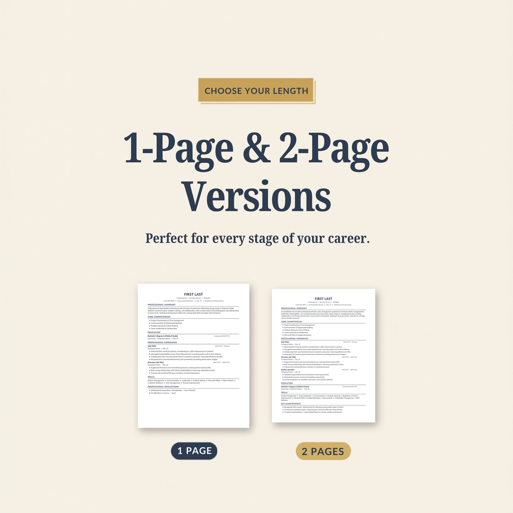 Resume Template Bundle | ATS-Friendly CV | Word, Google Docs, Pages & Canva | Cover Letter + References