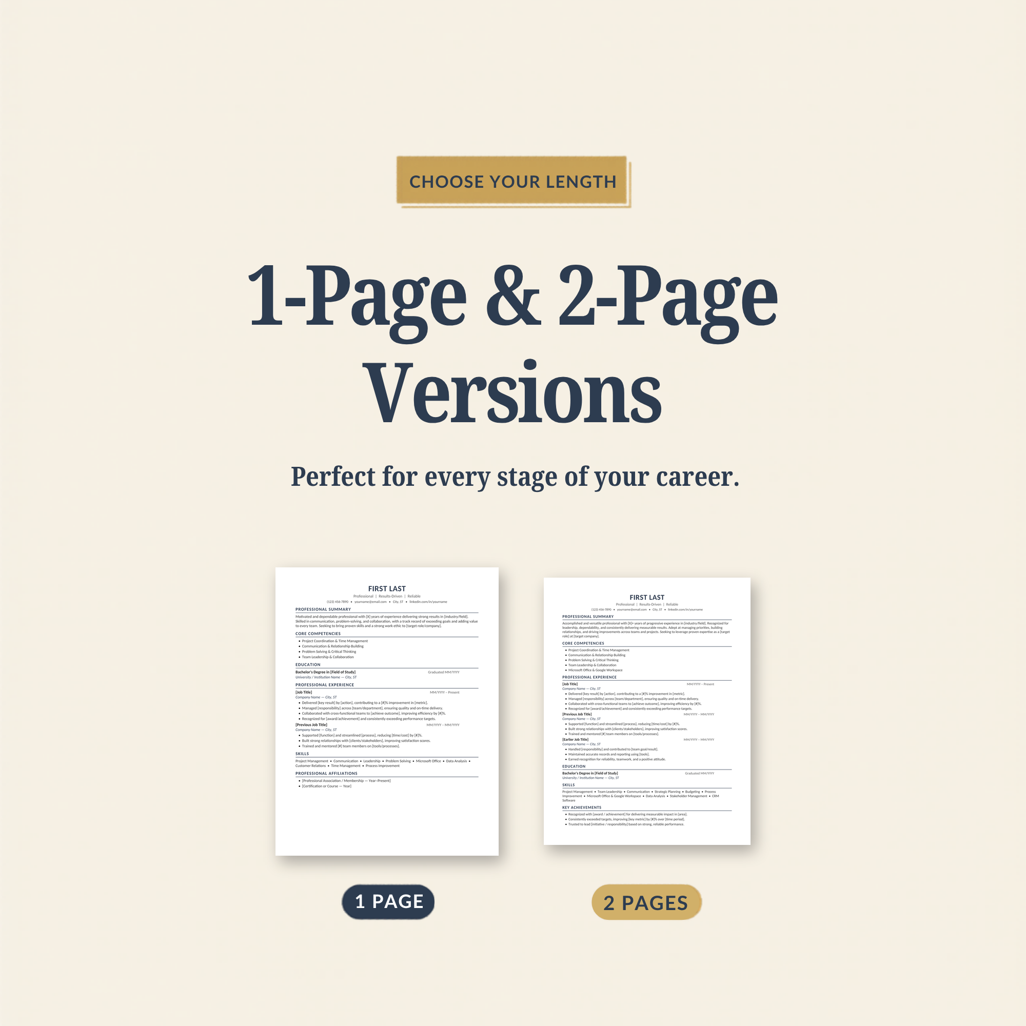 Resume Template Bundle | ATS-Friendly CV | Word, Google Docs, Pages & Canva | Cover Letter + References