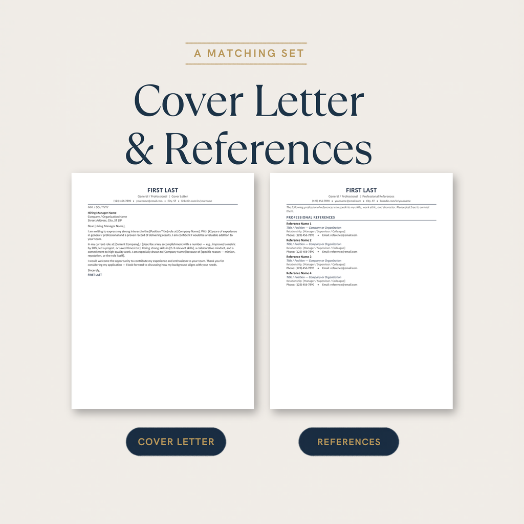 Resume Template Bundle | ATS-Friendly CV | Word, Google Docs, Pages & Canva | Cover Letter + References