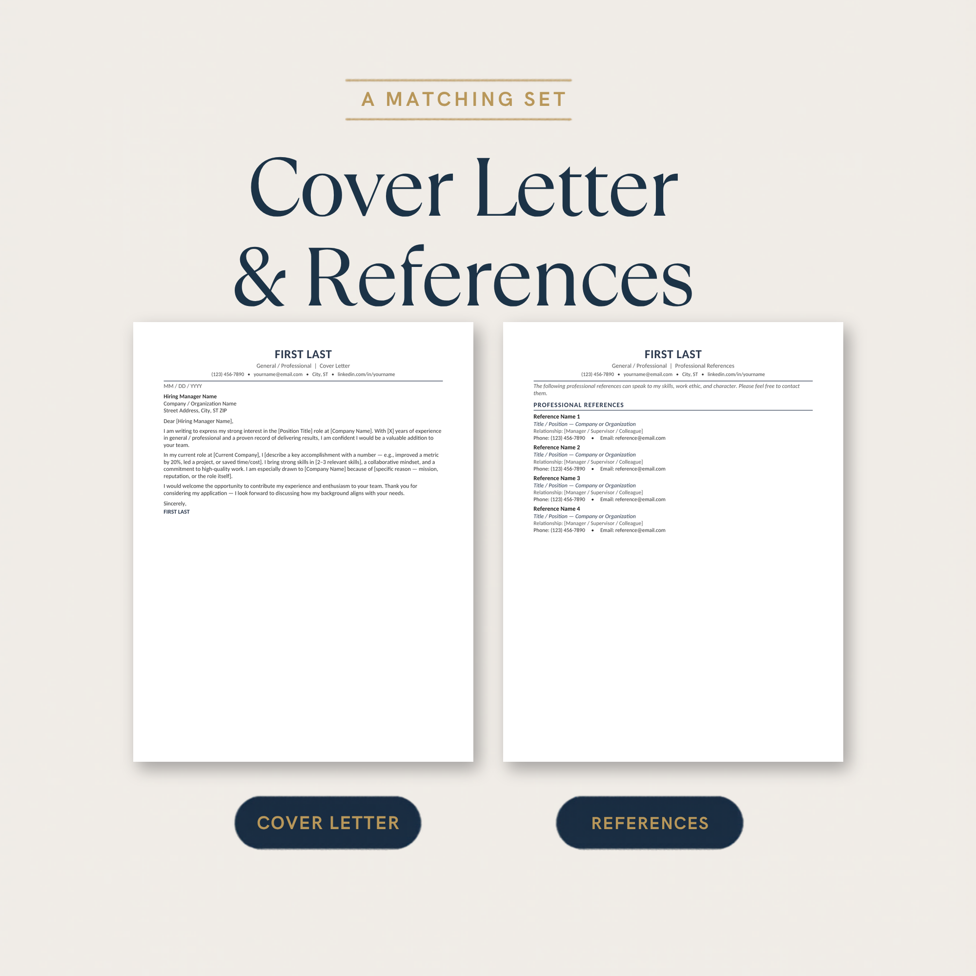 Resume Template Bundle | ATS-Friendly CV | Word, Google Docs, Pages & Canva | Cover Letter + References